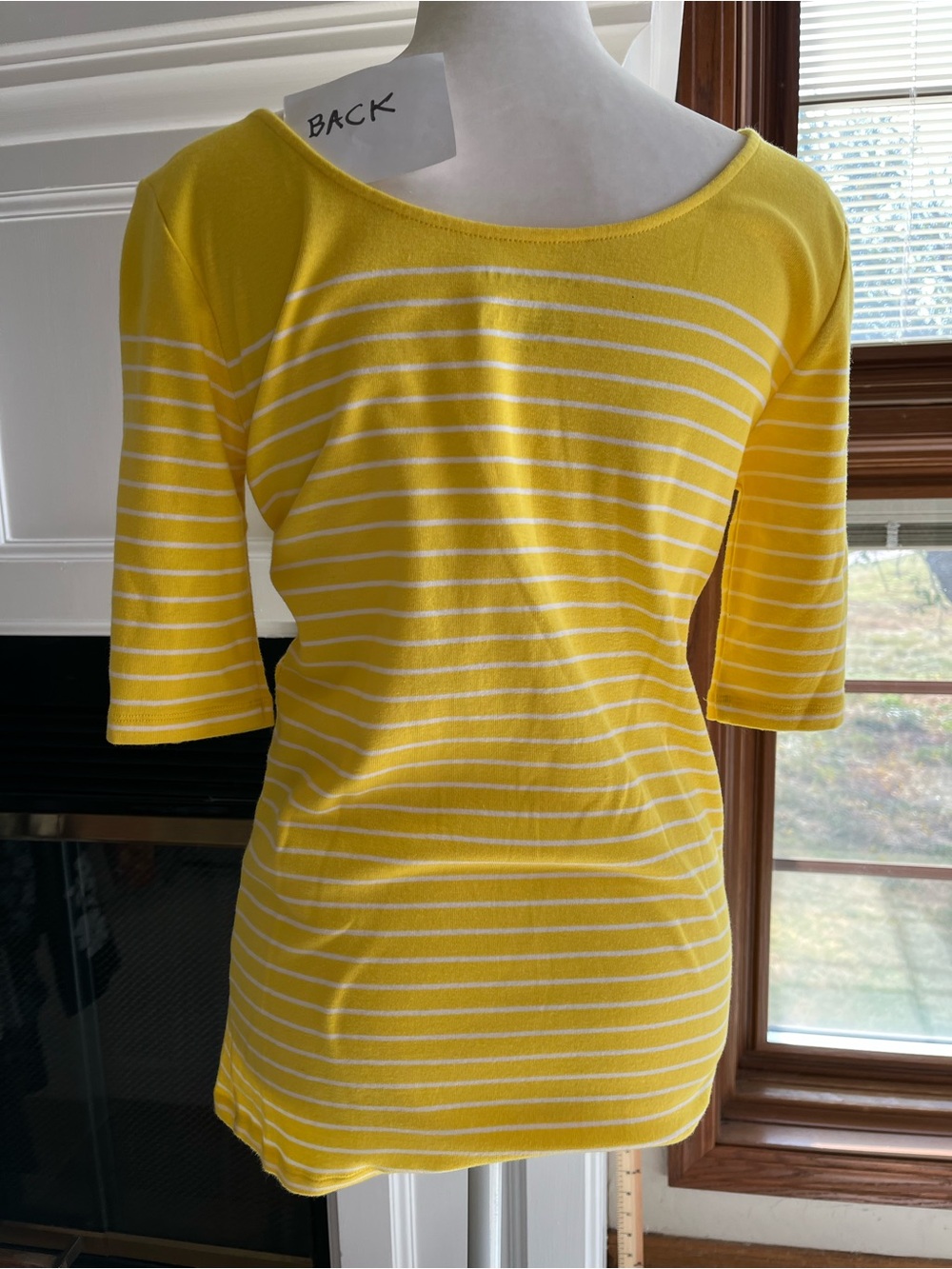 Ann Taylor Yellow & White Striped Scoop Neck Top - Picture 3 of 9